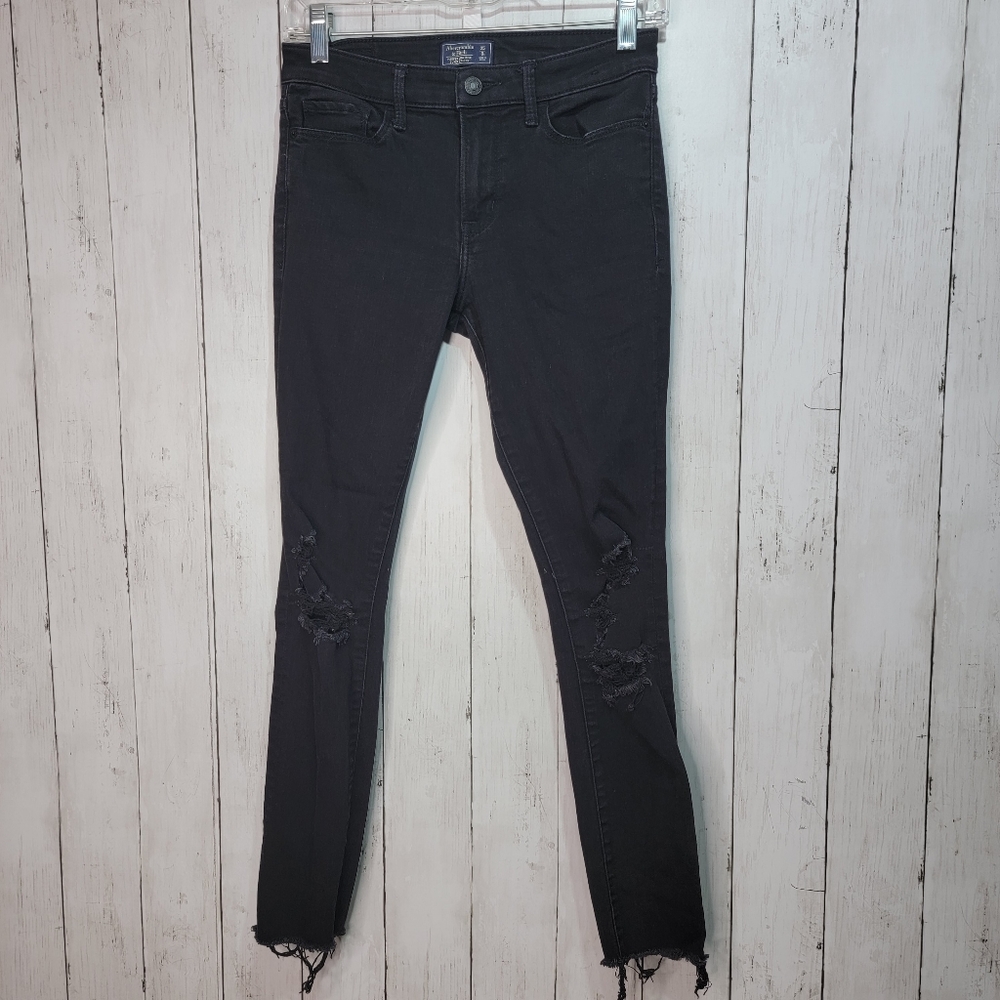 Abercrombie & Fitch Harper Low Rise Super Skinny Jeans Womens 25/0 Short Black. - Picture 1 of 8